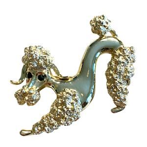 Vintage Gerrys gold poodle dog brooch mid century jewelry puppy pin